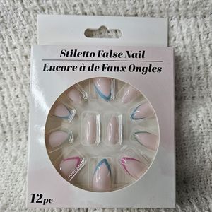 Stiletto False Nails 12 Piece Glue Not Included Brand New Colored French Tip